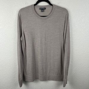 Katherine Barclay Sweater Womens XL 100% Merino Wool Beige Top Quiet Luxury Read